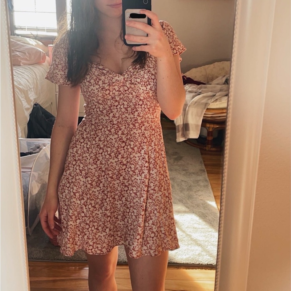 abercrombie and fitch red floral dress